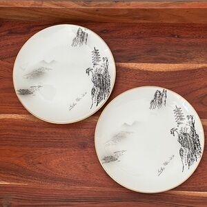 2 VINTAGE FUKAGAWA ARITA LANDSCAPE PLATES